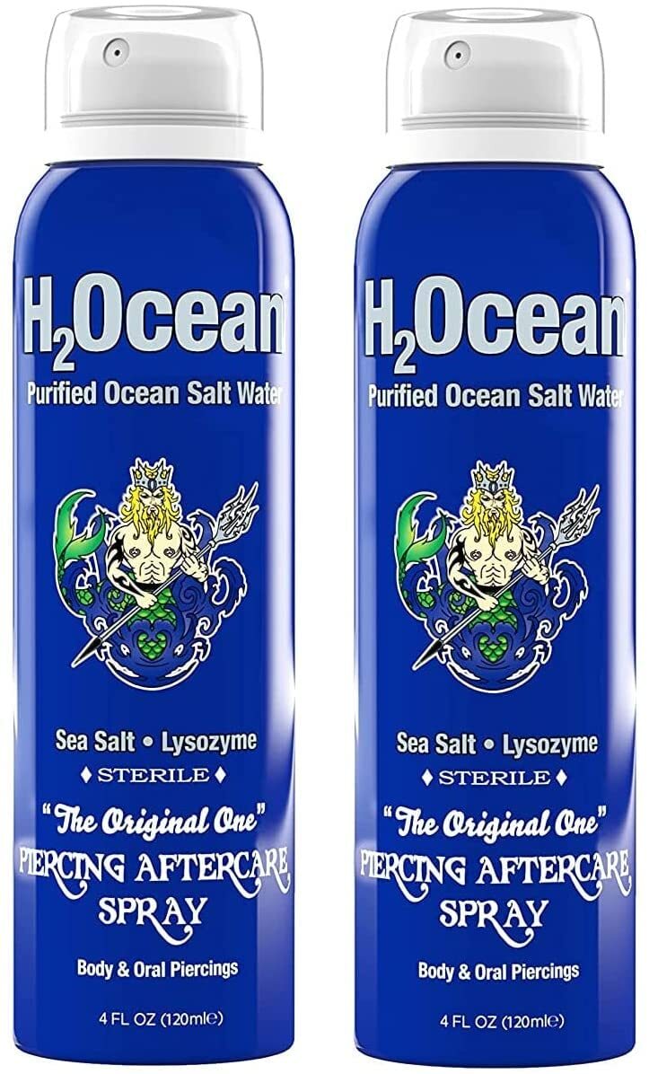 H2Ocean Piercing Aftercare Spray 4oz Pack of 2 Sterile Saline Solution