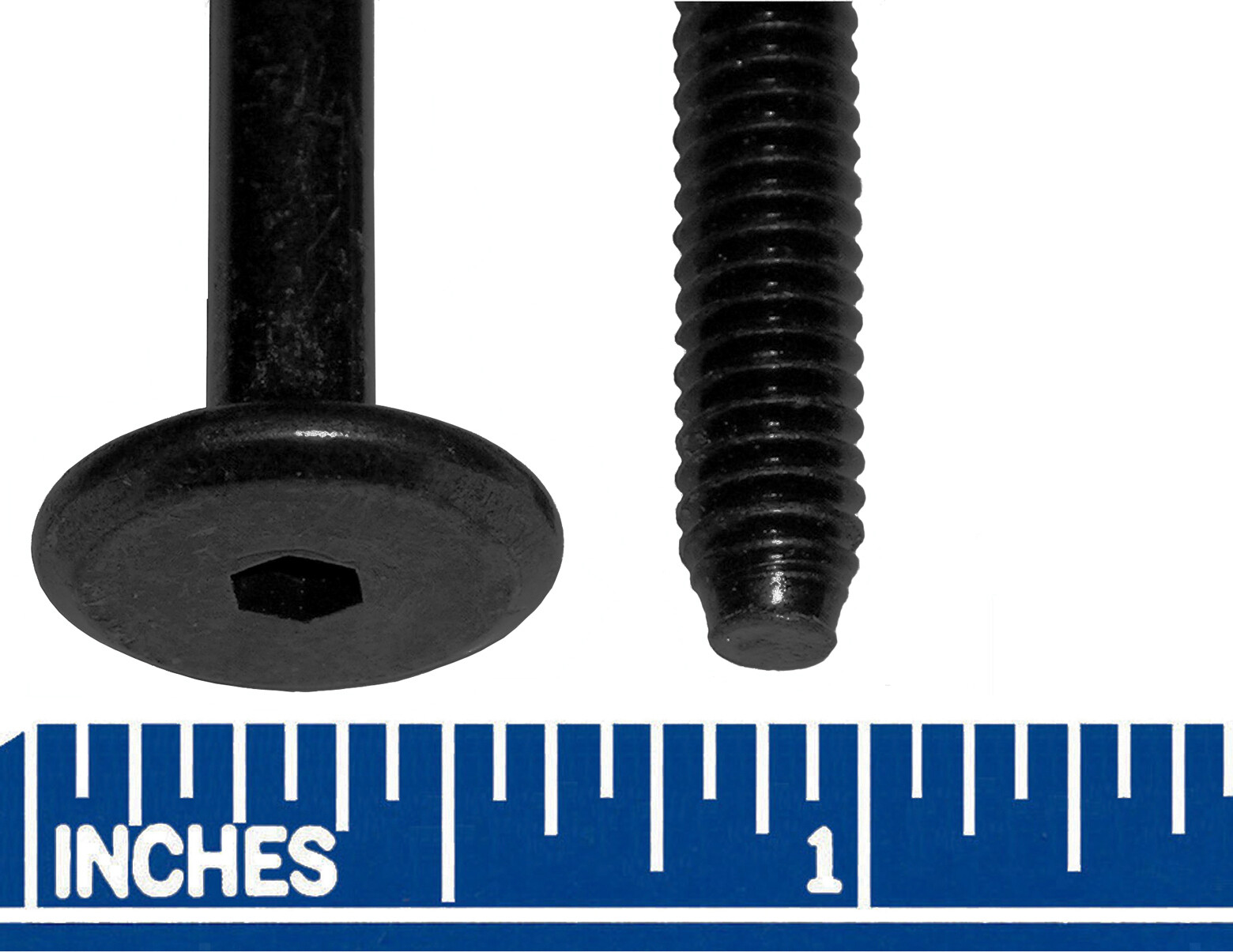 1/4" - 20 Matte Black Hex Drive 17mm Flat Head Furniture Bolt Sizes 30 - 70mm