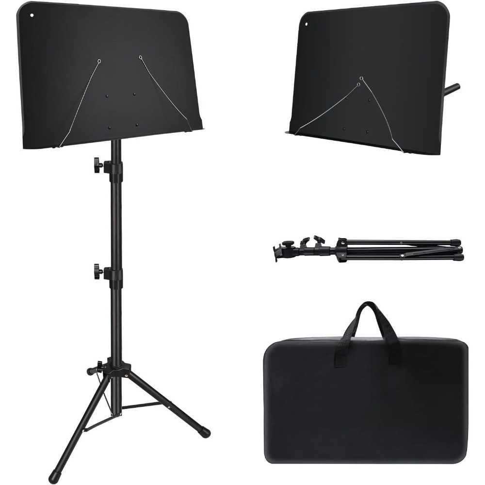 Adjustable Portable Folding Music Stand with Carry Bag & Clip Holder for Sheet