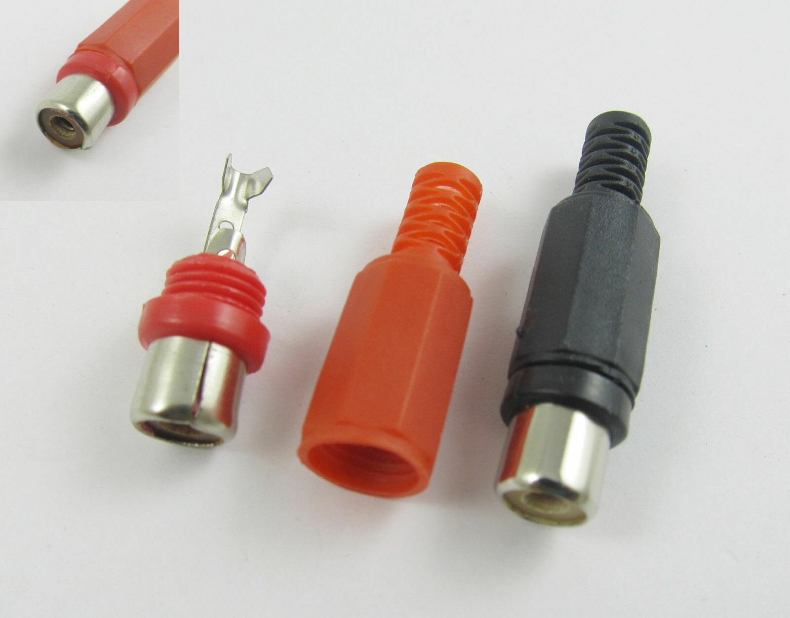 100pcs RCA Phono Female Jack Solder Type Audio Video Cable Connector Red + Black
