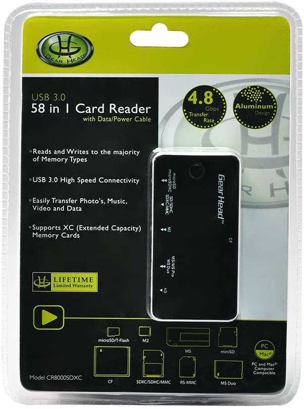 CR8000SDXC Gear Head USB 3.0 Card Reader  58 IN 1 .