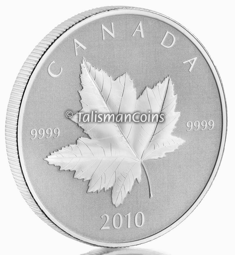 Canada 2010 MAPLE LEAF $5 1 Troy Oz Pure Silver REVERSE PROOF PIEDFORT Full OGP
