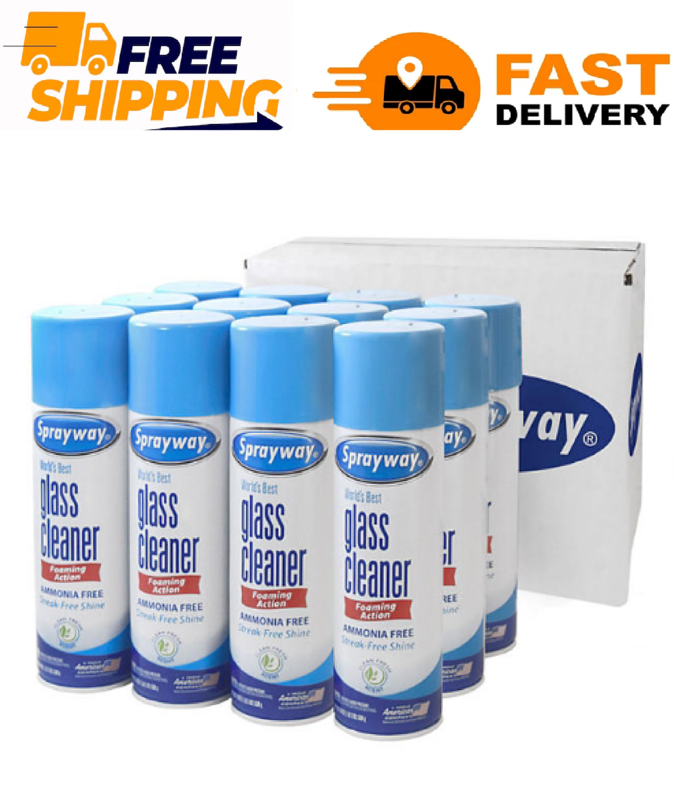 Sprayway SW050-12 Glass Cleaner, 19oz - 12 Pack FREE SHIPPING
