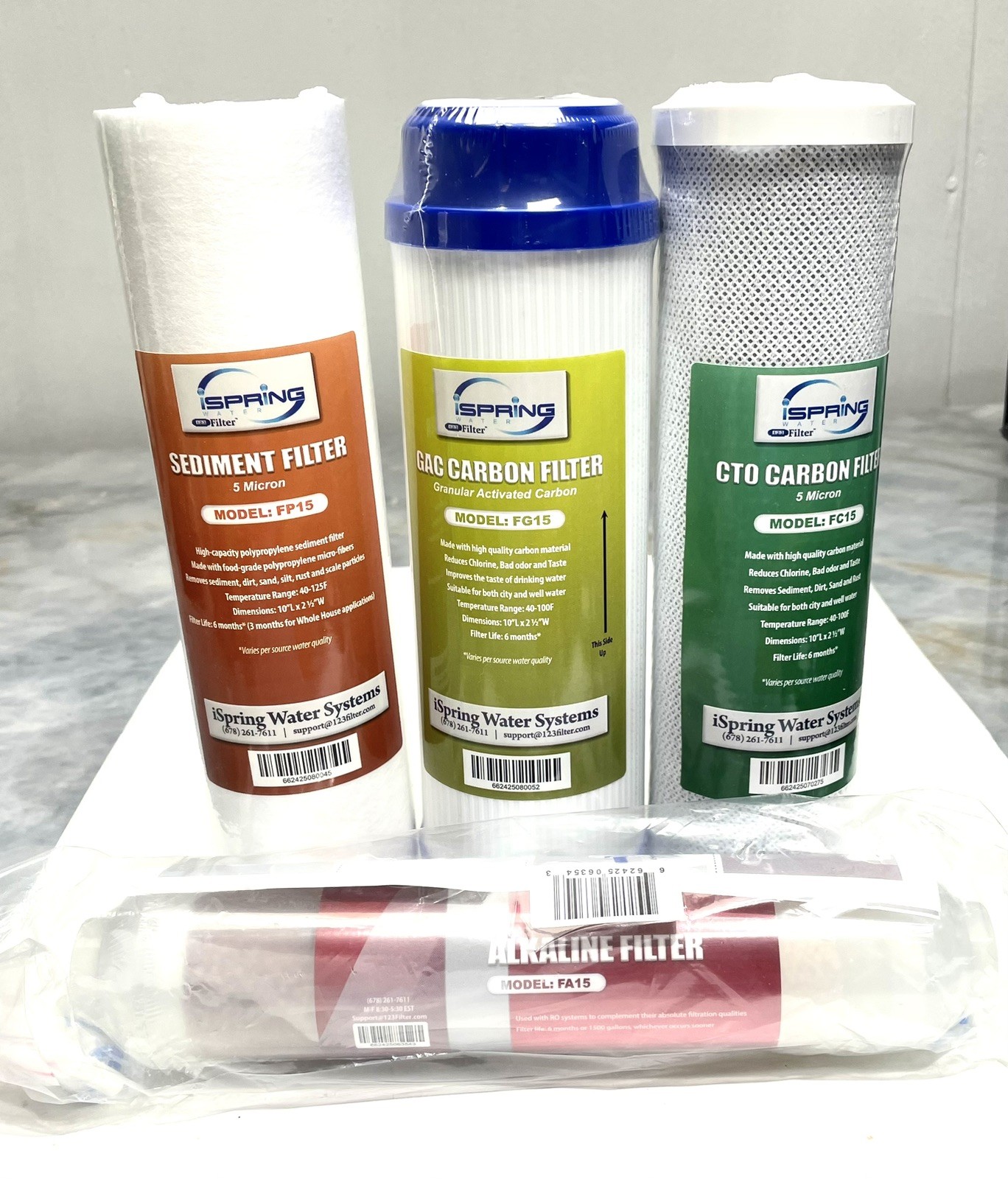 Lot of 4 iSpring Water Filters FP15 FG15 FC15 FA15 New SEALED