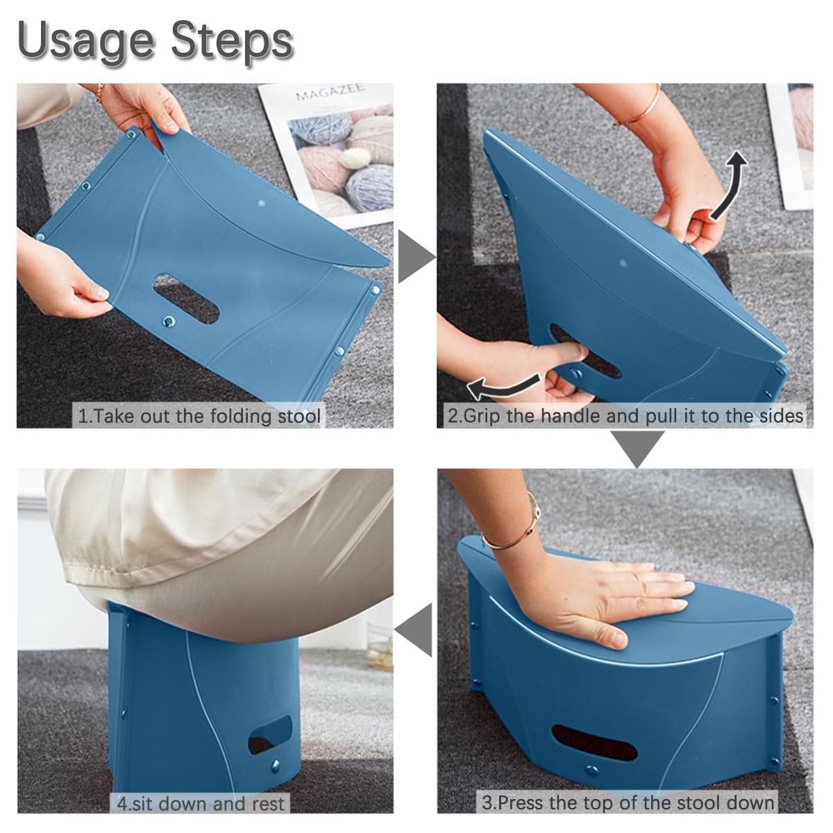 Mini Portable Folding Stool, Foldable Camping Hiking Stool, 2 in 1 Lightweigh...