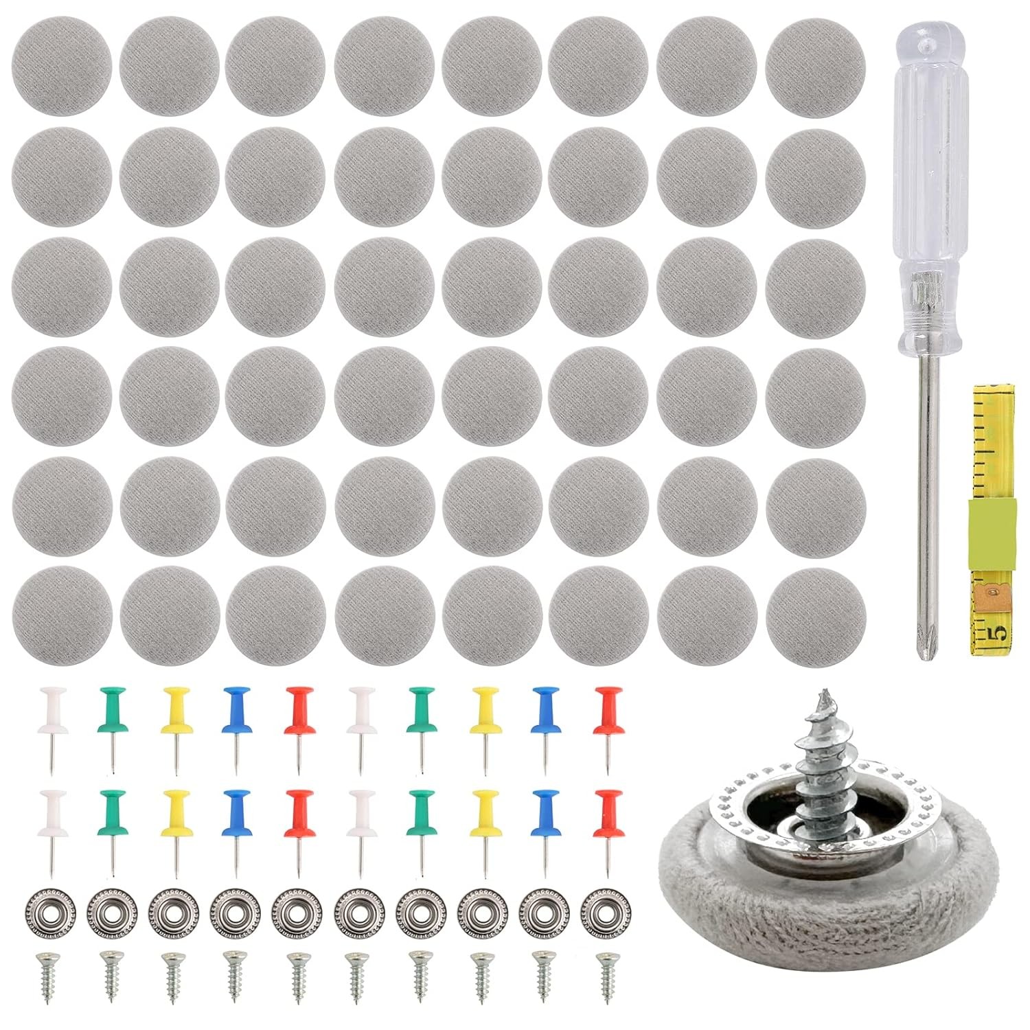 60pcs Roof Headliner Repair Button Rivets Snap Rivets Retainer Grey Flannelette