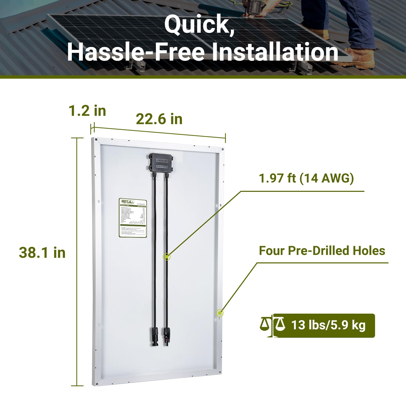 HQST 100W 12V 2pcs Solar Panel