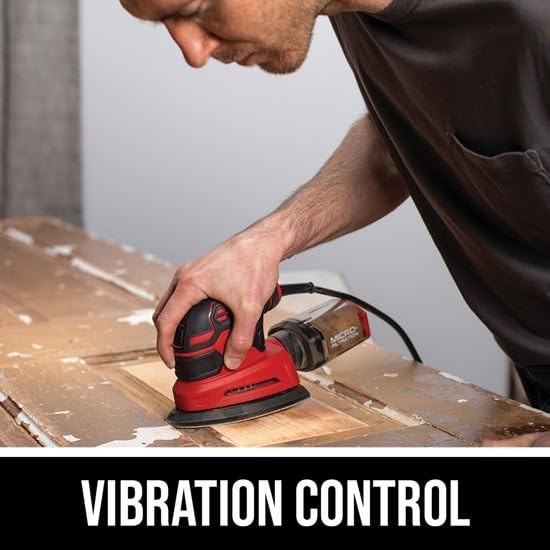 Corded Detail Sander - Low Vibration, Quick Sanding Sheet Changes, Dust Control