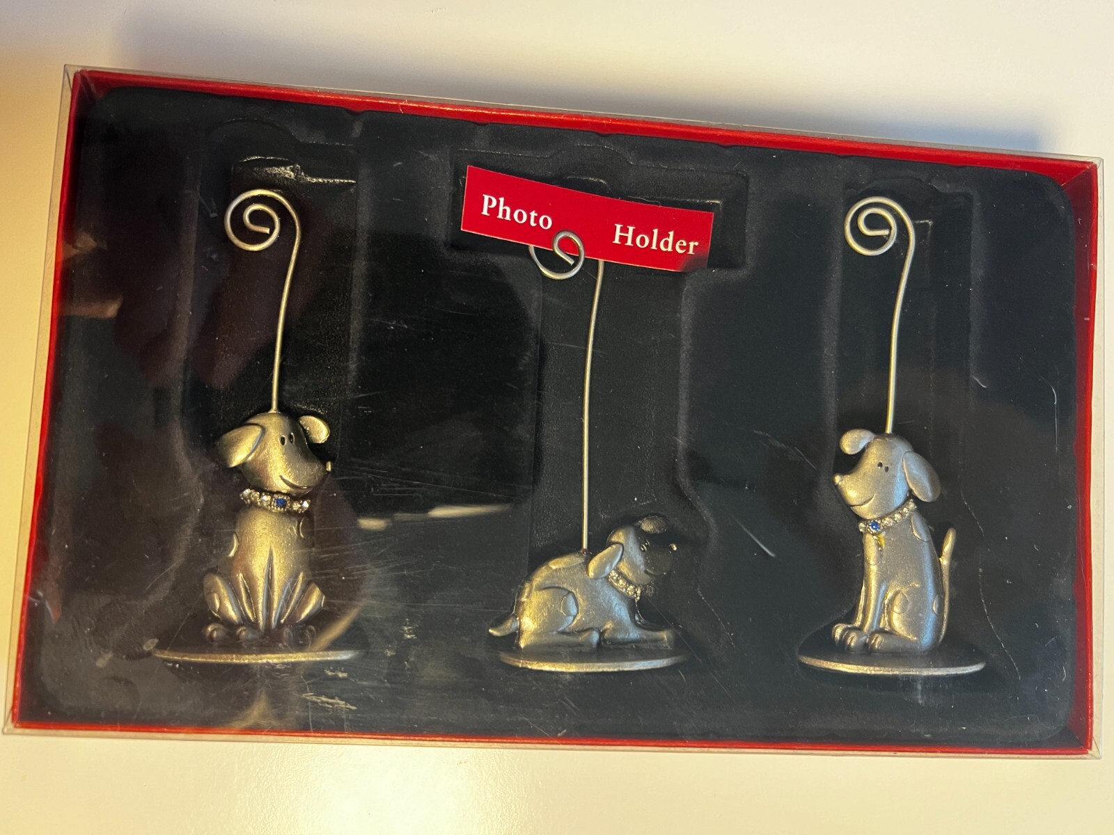 St Nicholas Square Set of 3 Photo Holders Holiday Christmas Card Holders in Box