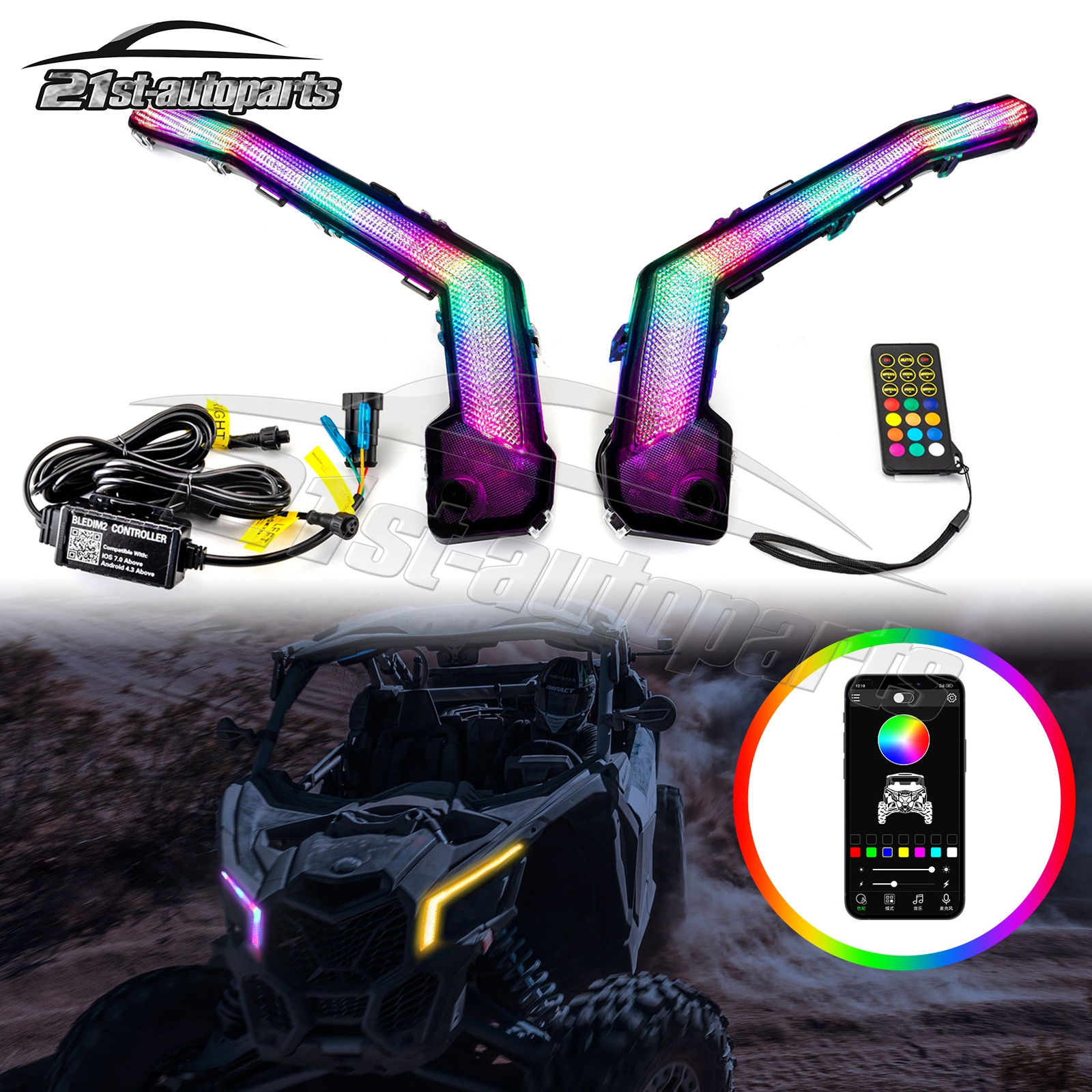 RGB LED Fang Lights Kit For Can Am Maverick X3 MAX/XDS/XRS Turbo 2017-2025