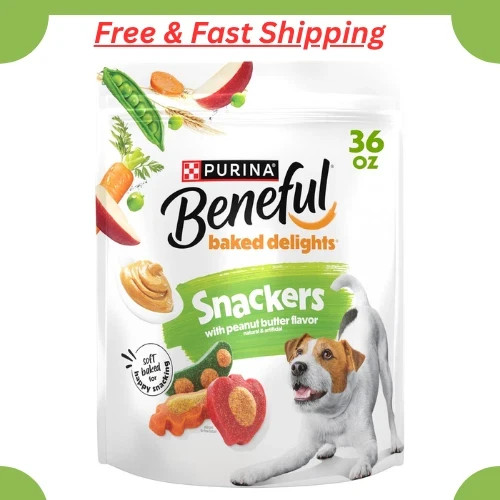 Purina Beneful Baked Delights Snackers Dog Treats 36oz Peanut Butter Soft Chewy