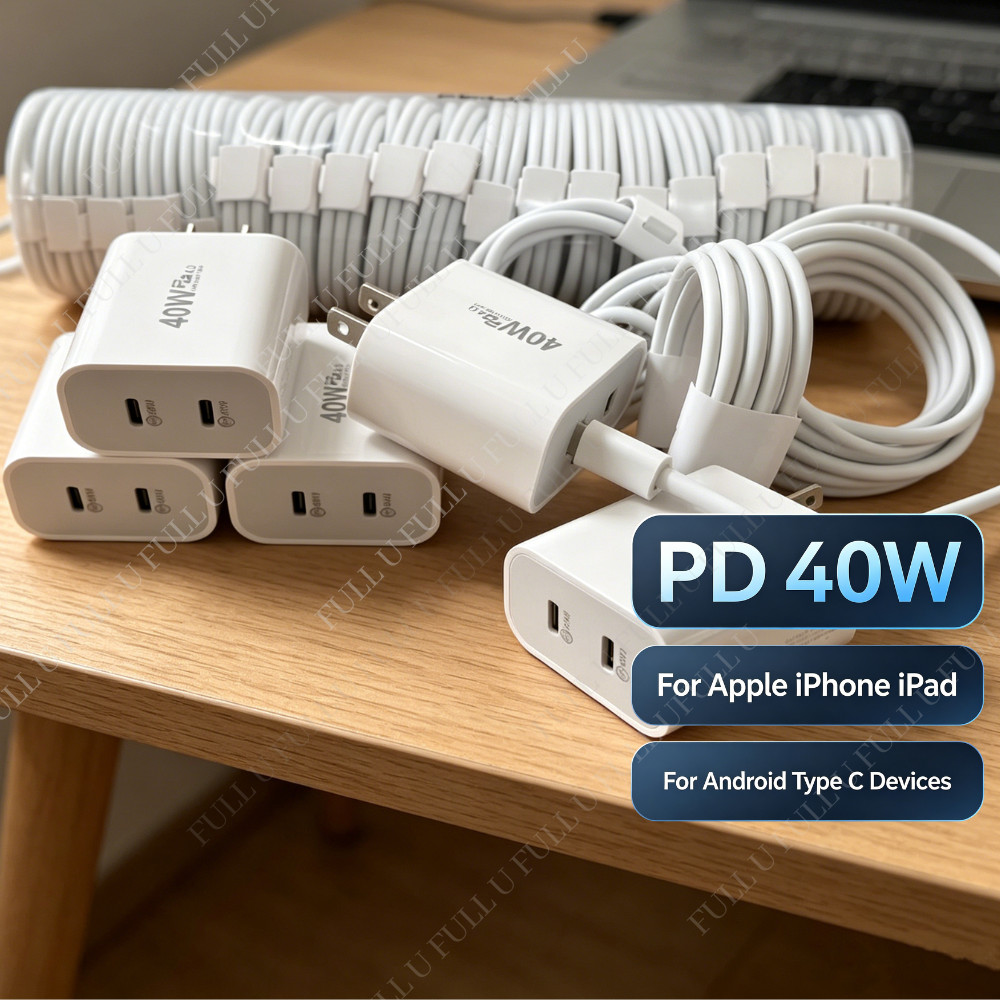 40W PD USB C Fast Charger Cube Type C Cable For iPhone 17 16 15 14 13 12 11 Lot