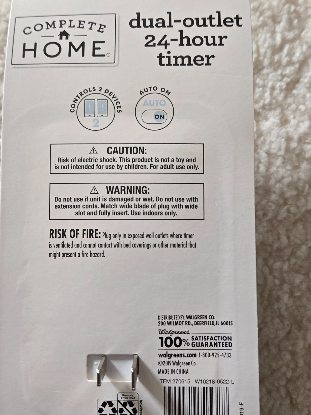 Complete Home Intertek Dual Outlet 24 Hour Timer 2 Device Control Auto On White