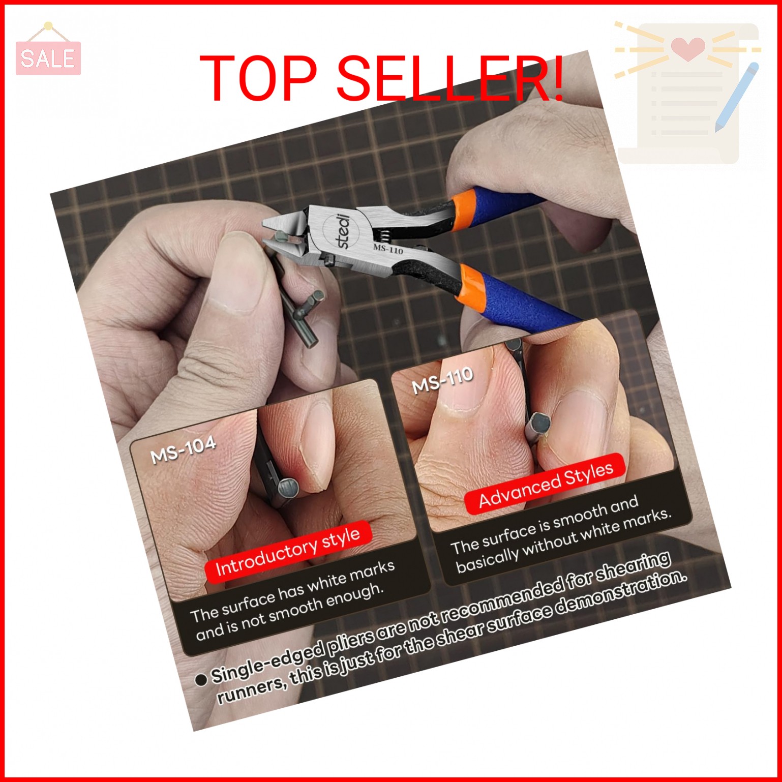 stedi Model Nipper, Sprue Cutter with Ultra-thin Single-Blade and Stiff Spring H