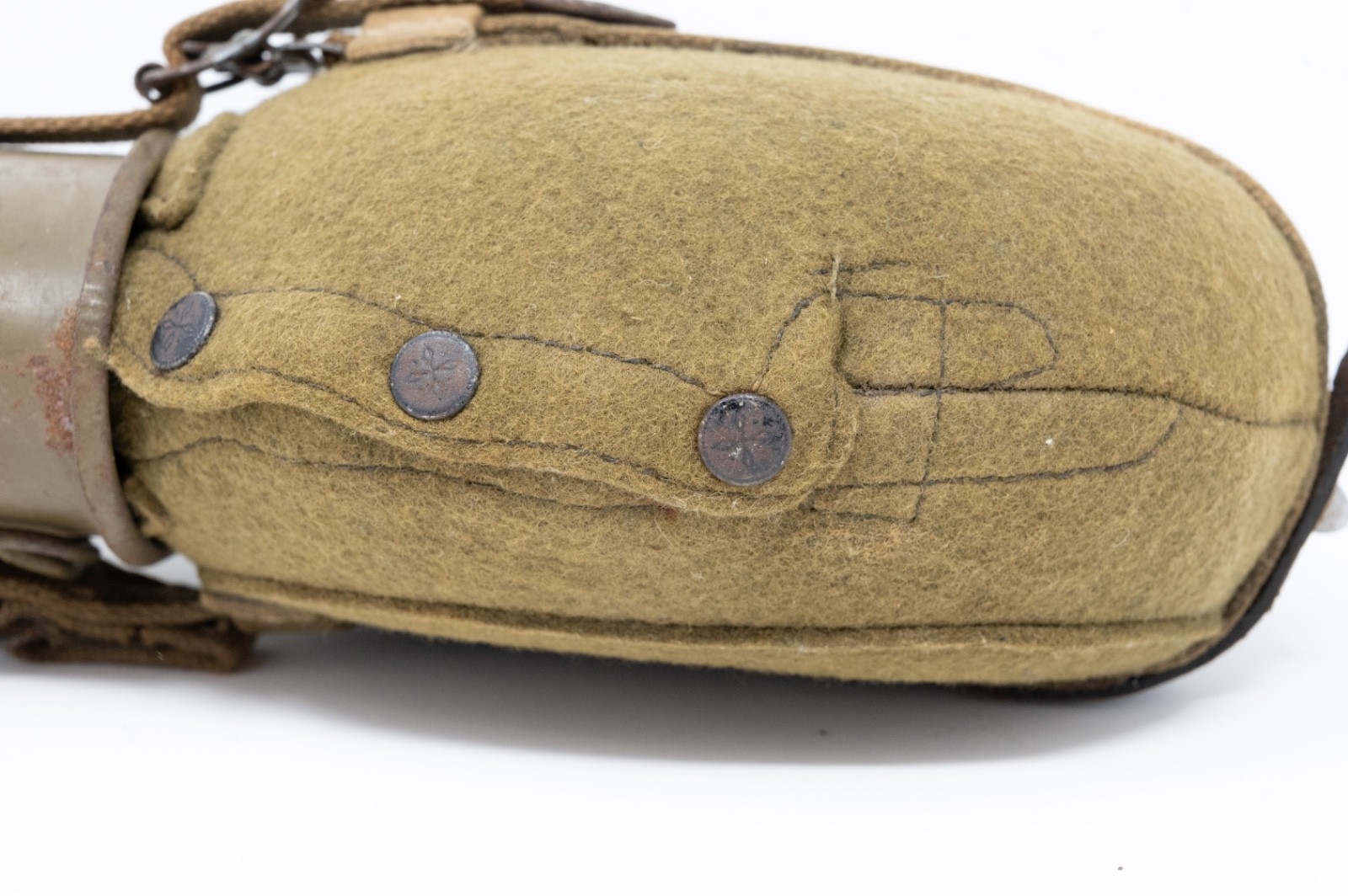 RARE Original German WWII Canteen with GREEN ENAMEL CUP Vintage Wehrmacht