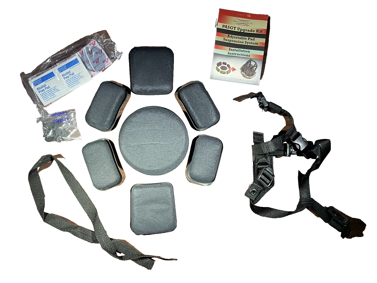 Skydex HELMET PAD UPGRADE KIT w/Suspension Chin Strap, 3/4”, Size 6 PASGT Helmet