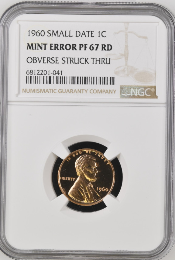1960 Small Date Proof Lincoln Memorial 1¢ NGC Mint Error PF 67 RD BX3-48