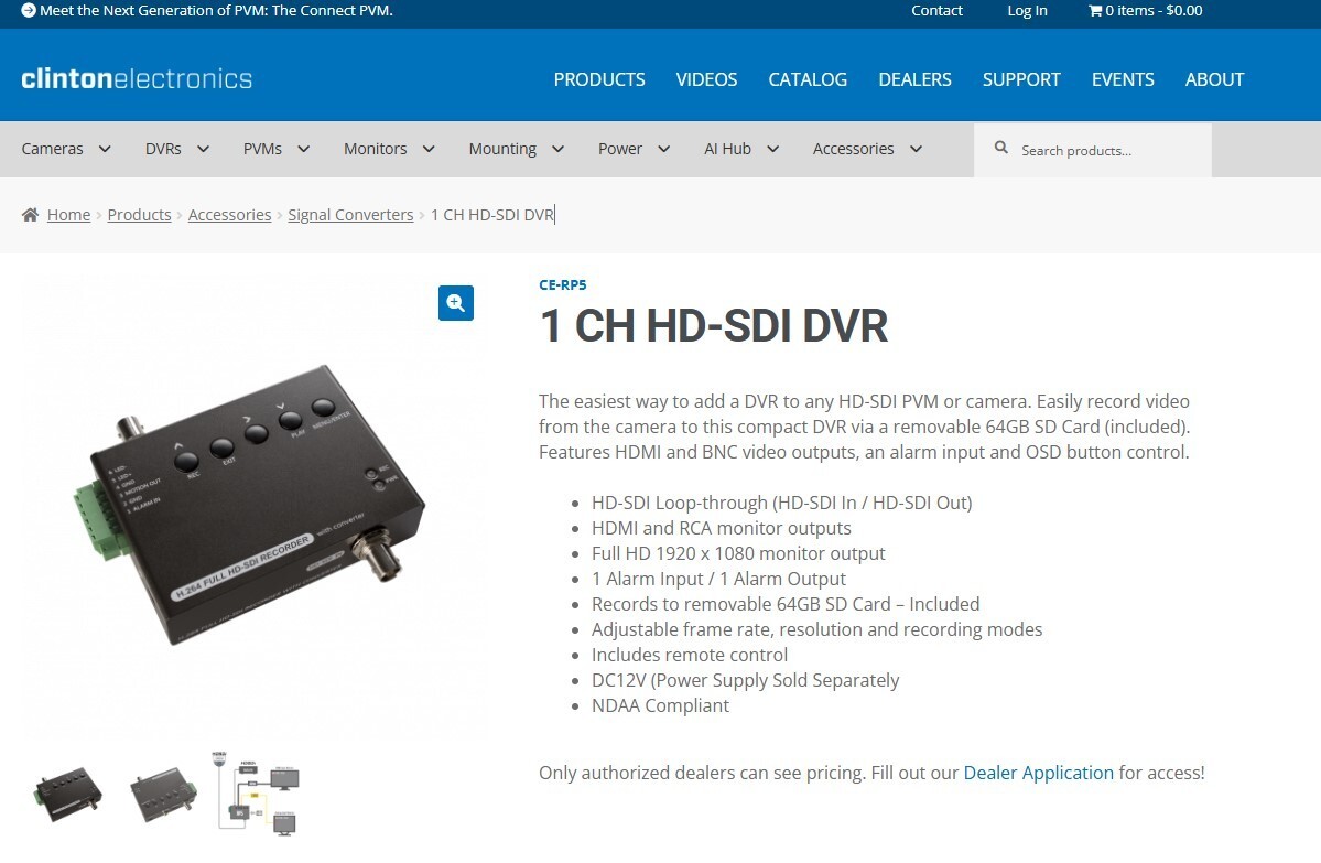 CE-RP5 Clinton 1 CH HD-SDI DVR