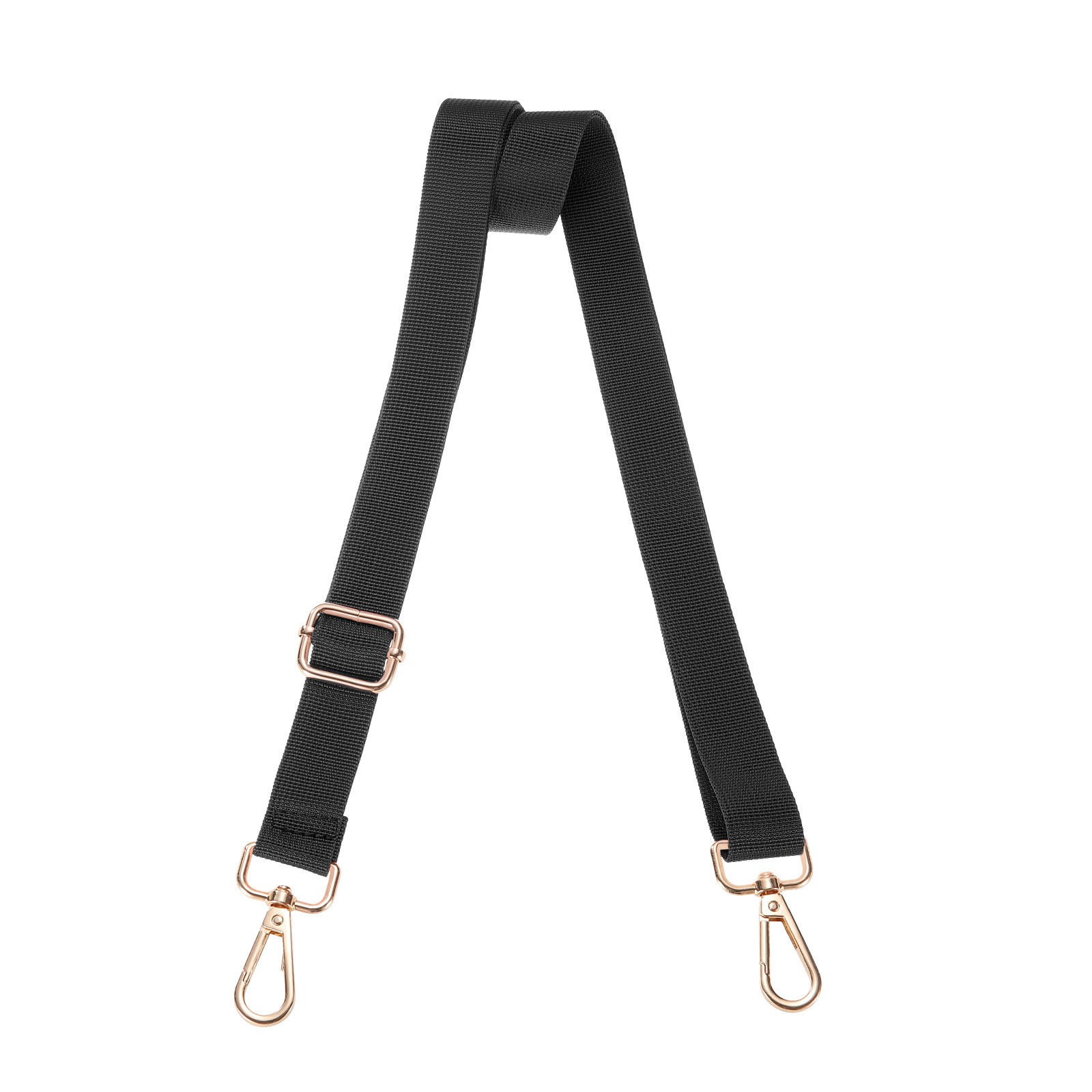 2.5cm Adjustable Black Wide Shoulder Strap with Light Gold Pull Core Buckle
