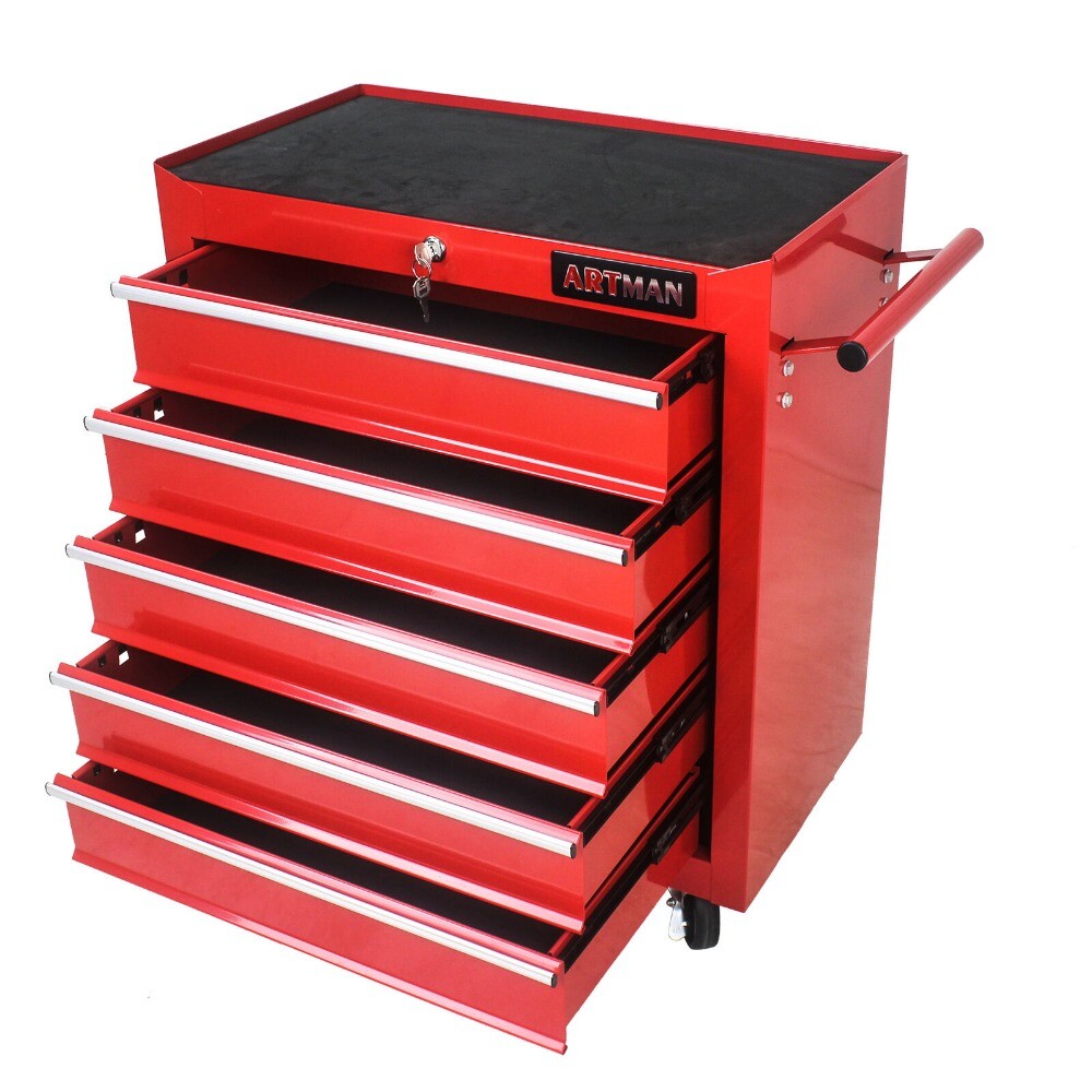 5 Drawers Rolling Tool Box Cart Tool Storage Cabinet Steel Lockable Tool Chest