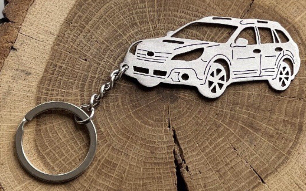 Keychain Subaru Outback BR Key ring high quality stainless steel 1,5mm