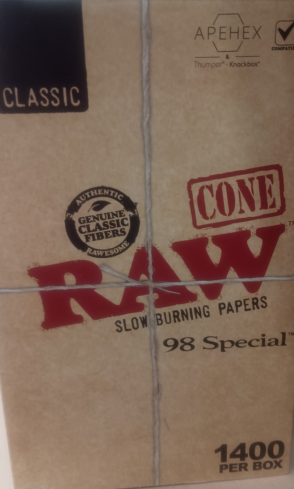 RAW | Classic 98 Special Pre-Rolled Cones | 98mm - Unbleached Paper - 1400 Count