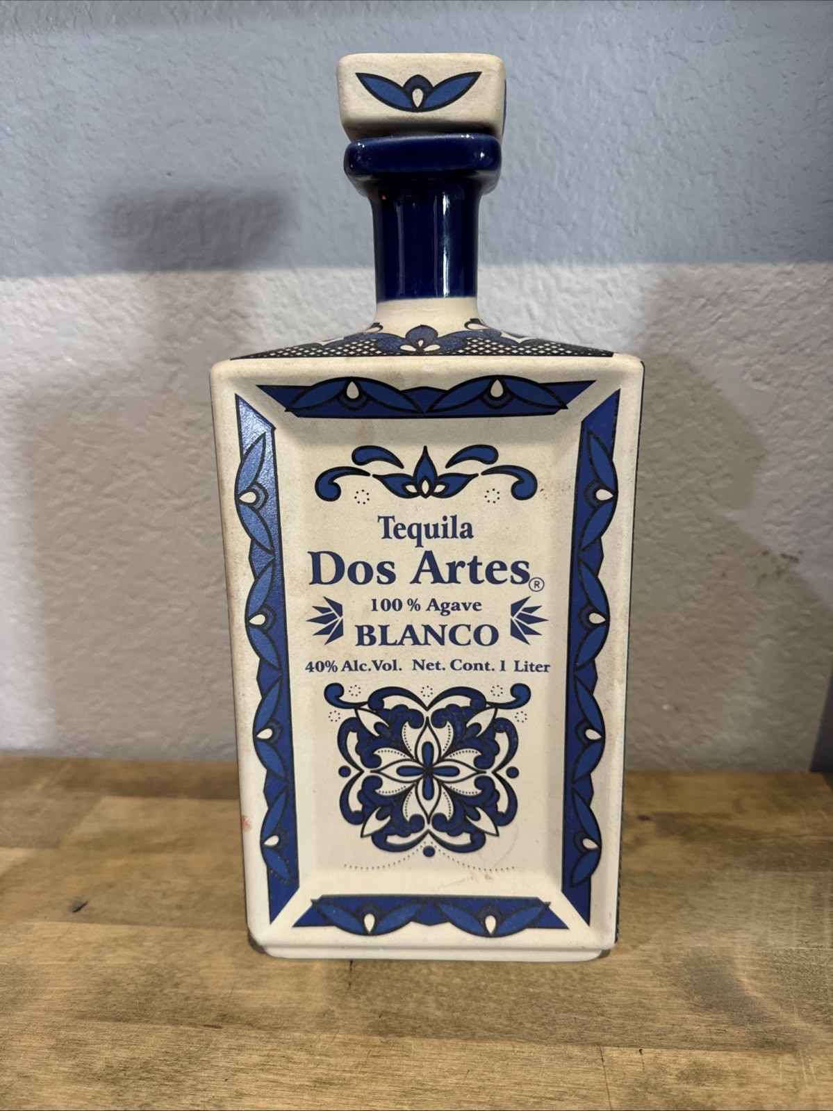 Dos Artes Blanco Tequila Empty 1 liter Bottle Hand Painted