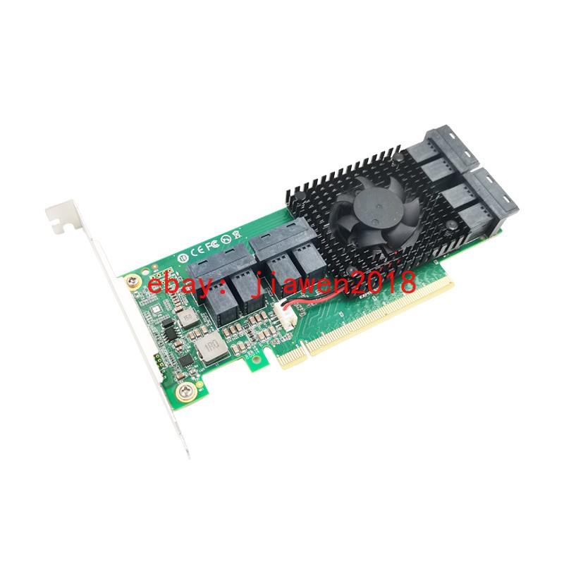 PLX8749 PCIE x16 to 8 Ports U.2 SFF-8643 NVMe SSD Adapter FOR ZFS FreeNAS unRAID