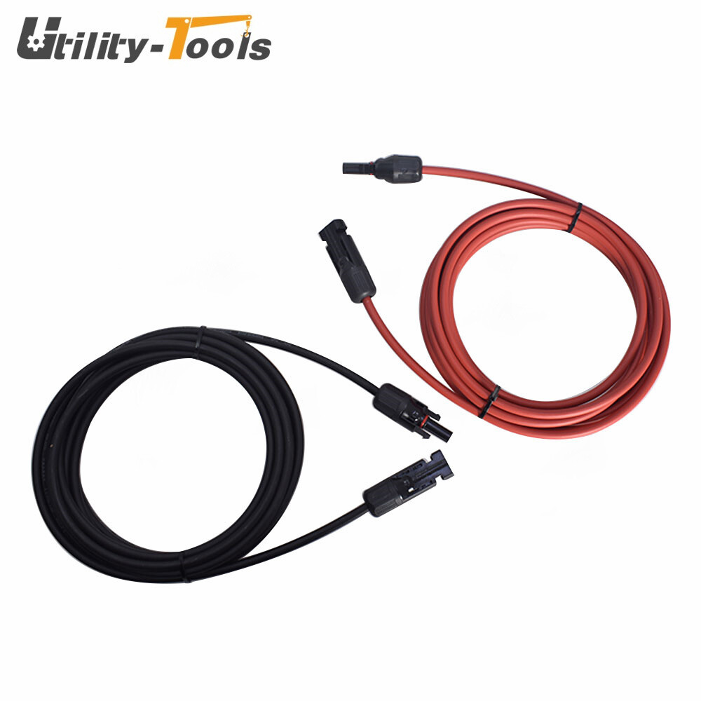12 AWG 15 FT Black + Red High Quality Solar Panel Extension Cable Wire Connector