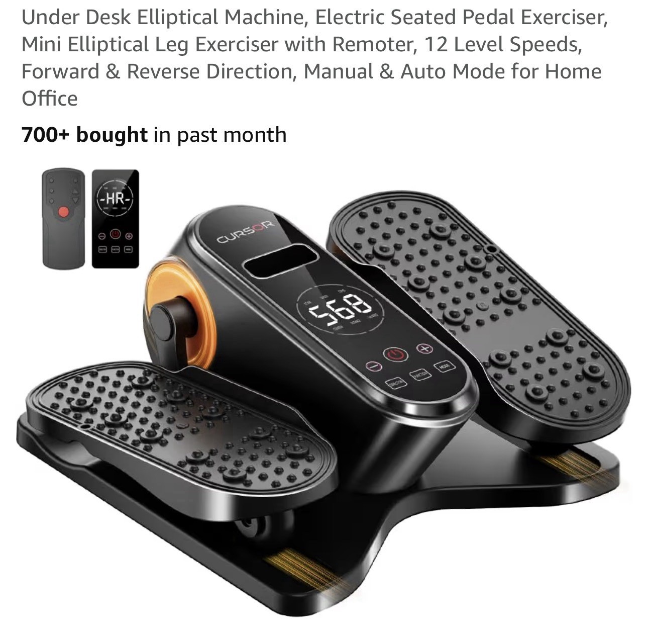 Under Desk Elliptical Machine, Electric Seated Pedal Exerciser, Quiet Leg Exerci