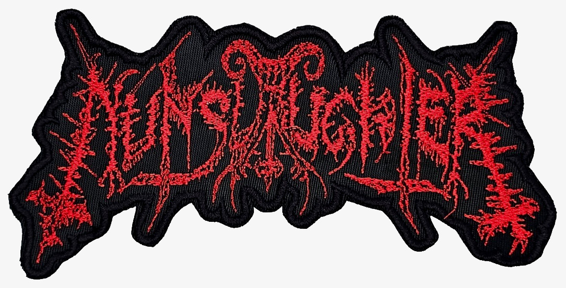 NUNSLAUGHTER LOGO RED (shaped border) EMBROIDERED PATCH