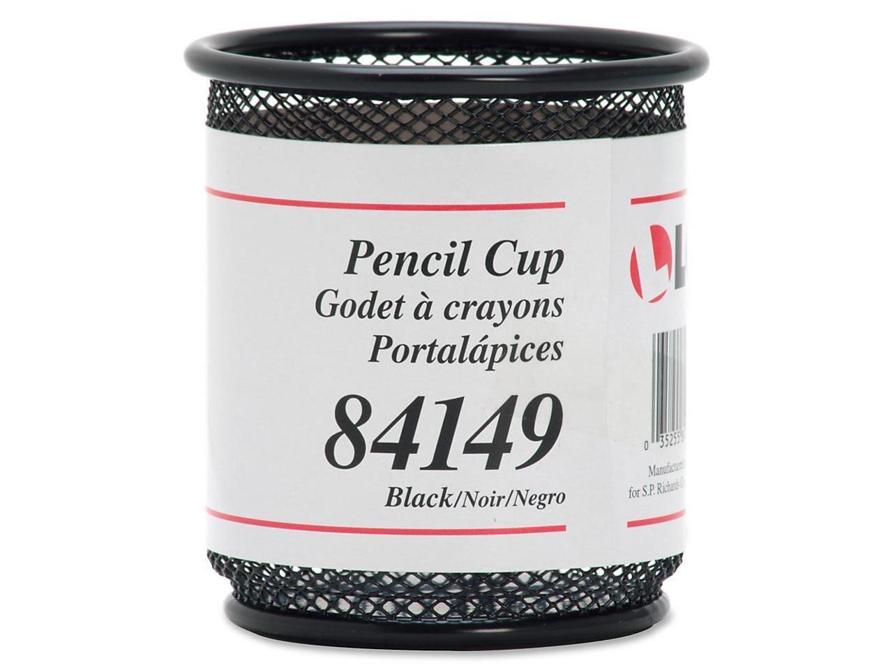 Lorell Steel Pencil Cup 3-1/2"x3-7/8" Black Mesh 84149