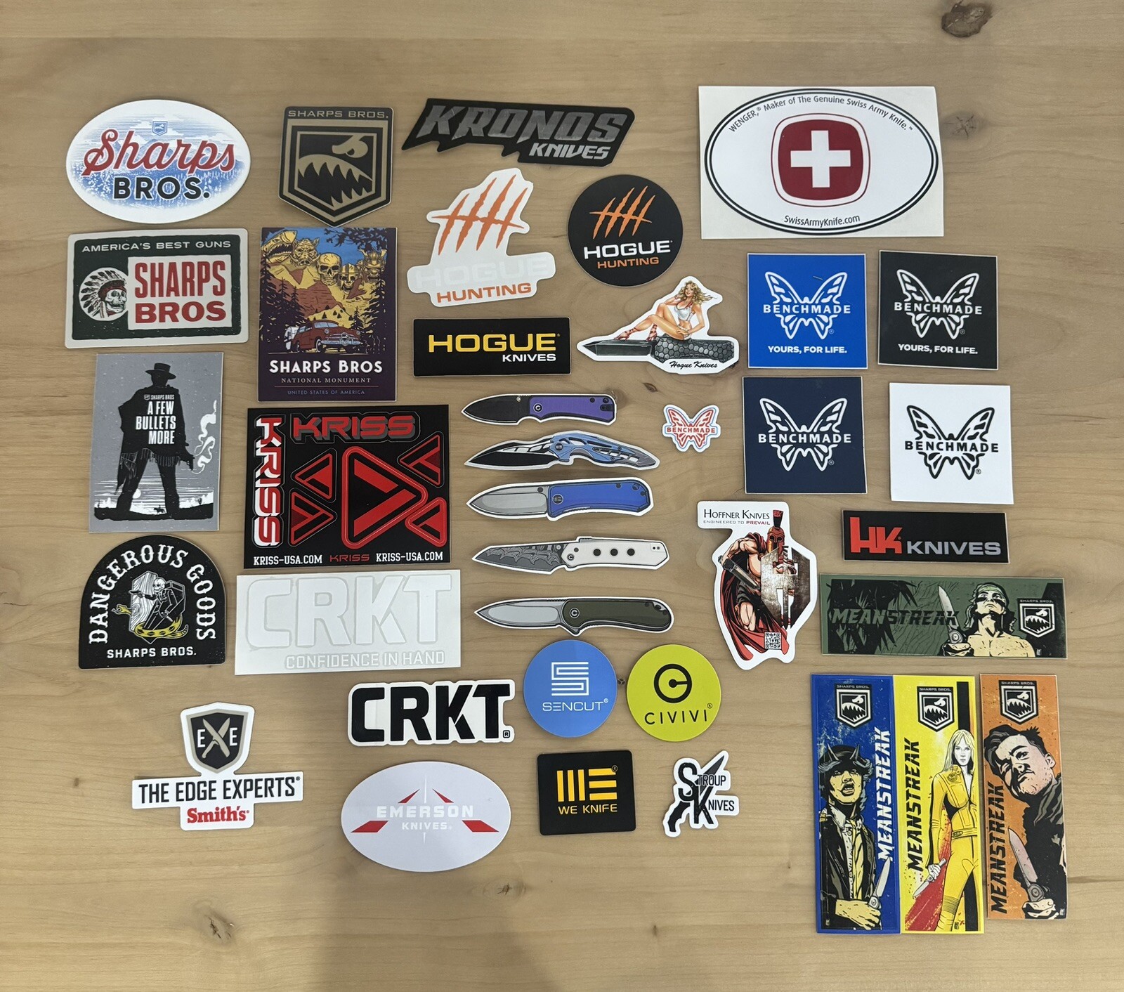 37 All Knives Stickers Shot Show Hogue Spyderco Benchmade Buck Civivi ETS HK Etc