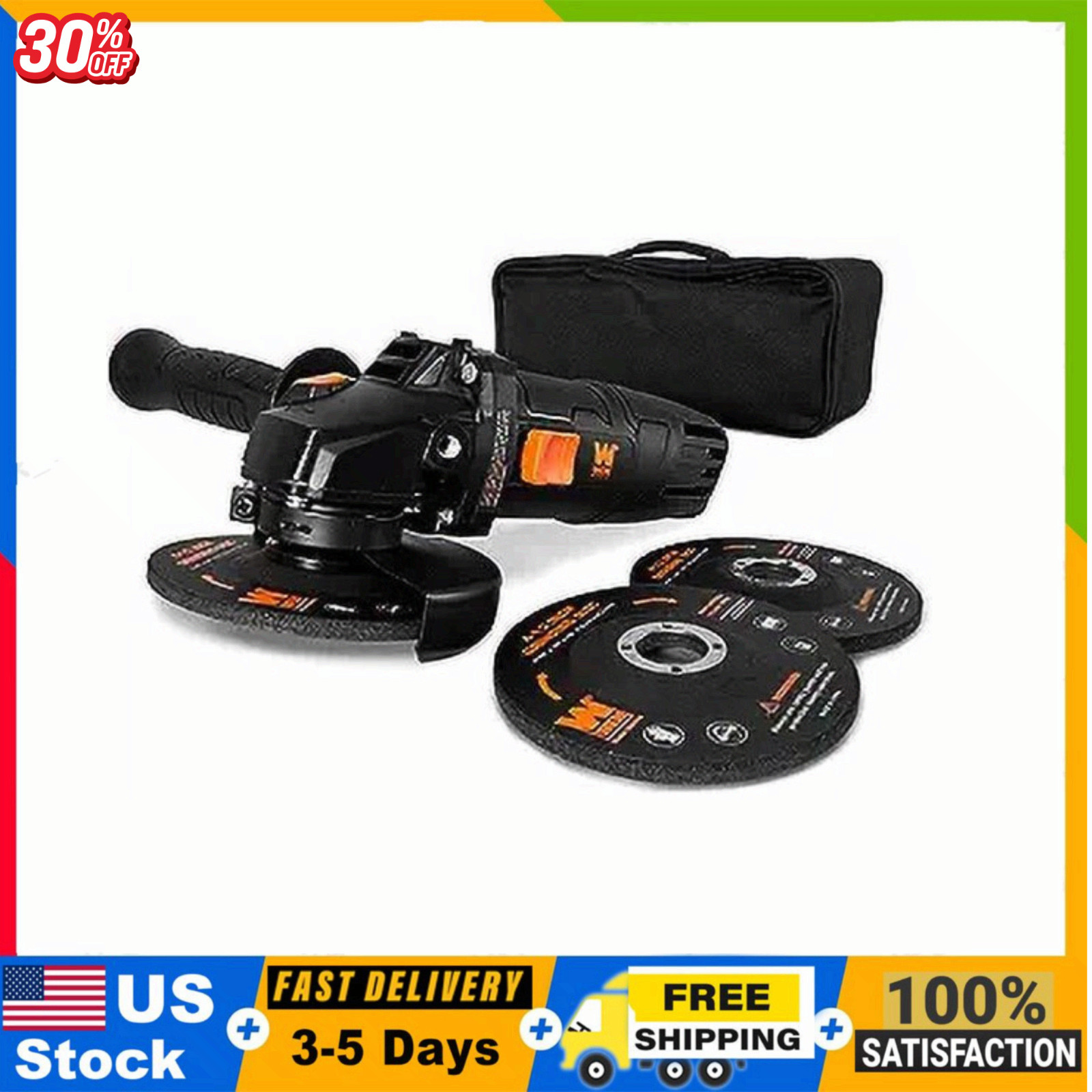 WEN 7.5-Amp 4-1/2-Inch Corded Angle Grinder with 3 Discs and Case