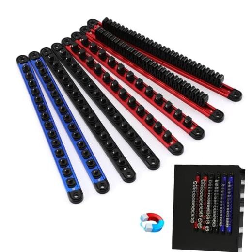 8-Piece Magnetic Socket Organizer and Screwdriver Organizer Set, 6 8-Piece Set