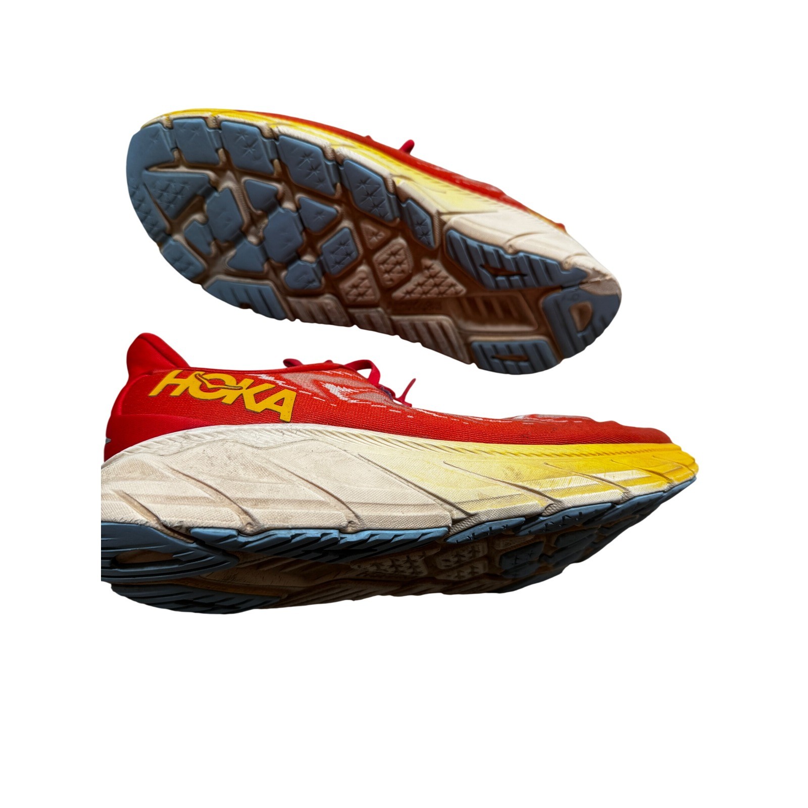 HOKA Arahi 6 Running Shoes Red Yellow Mens US 10.5 Stability Trainer