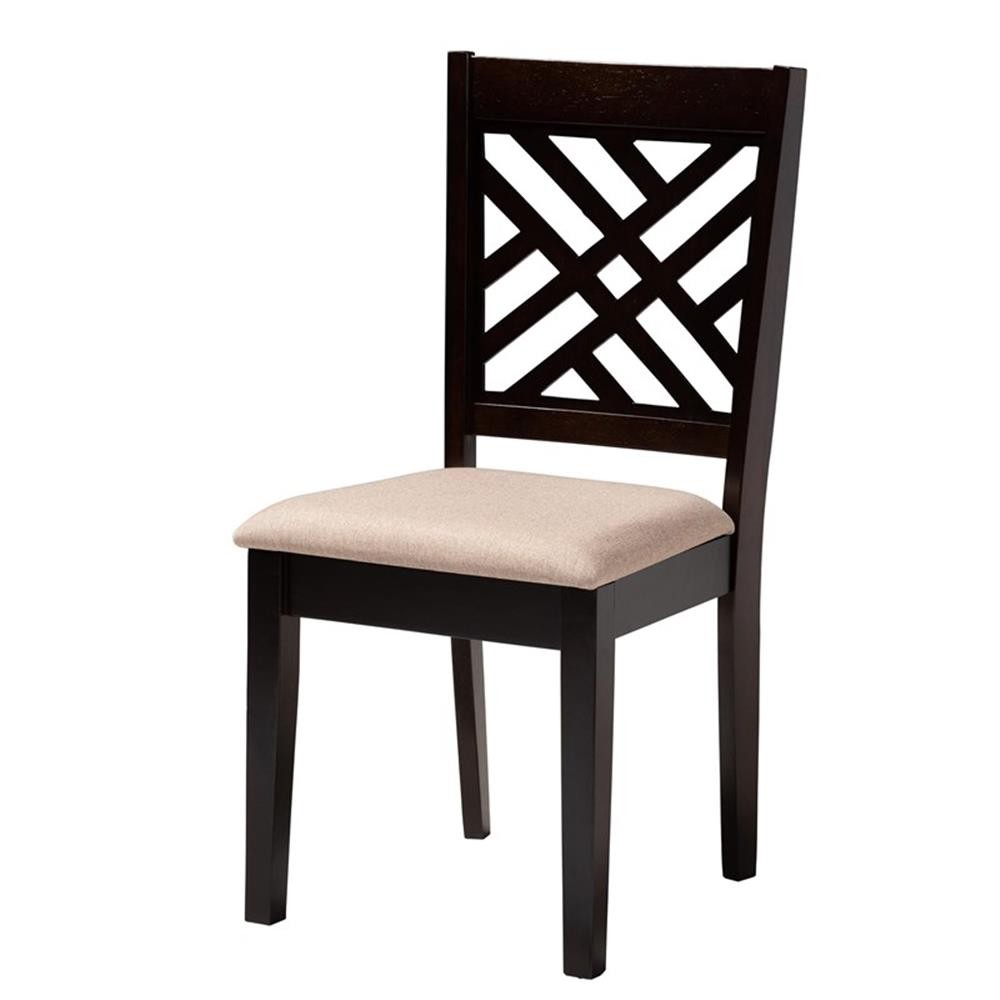 Baxton Studio Gustavo Sand Fabric and Walnut Brown Wood 6-Piece Dining Set