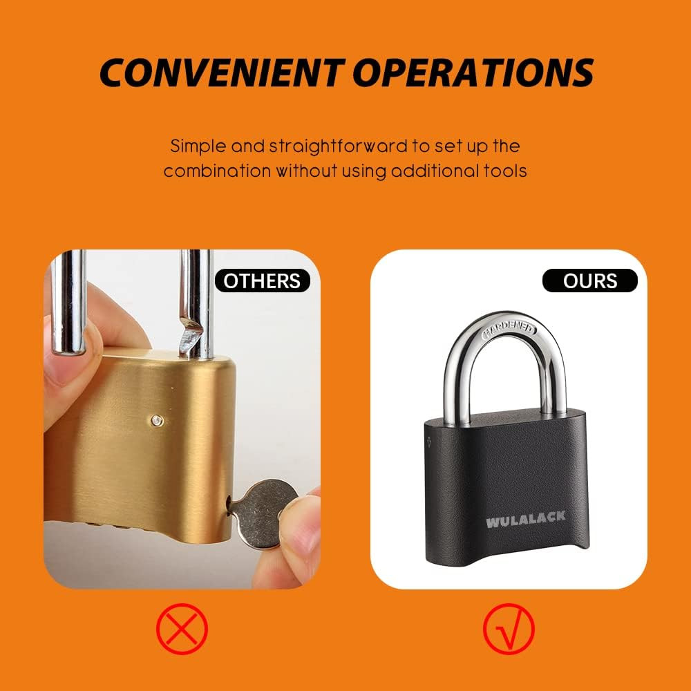 Outdoor Combination Lock, Heavy Duty Weatherproof Pad Locks with Code, Resettabl