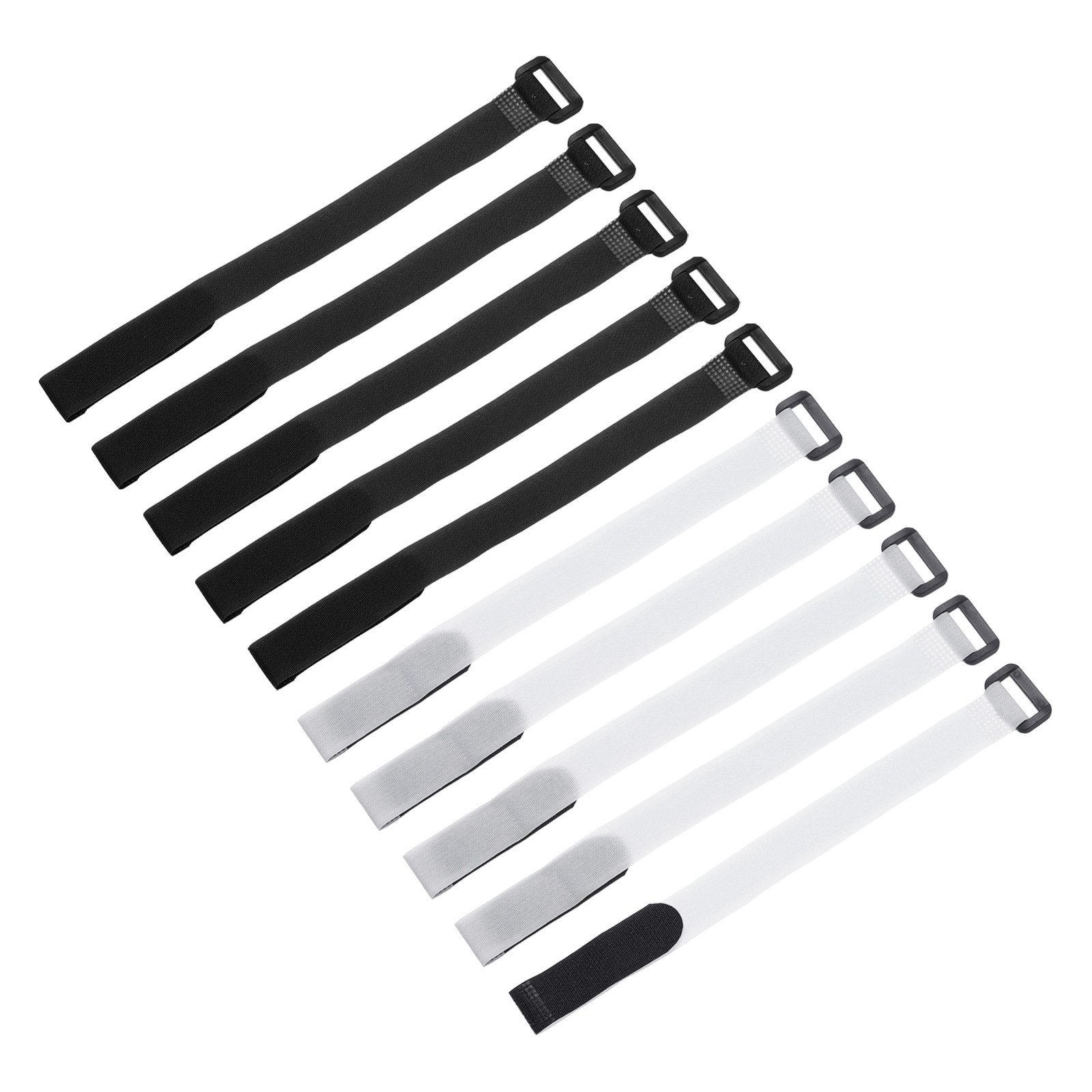 10 Pcs Battery Tie Down Straps, 0.8" x 8" Black/White Nylon Hook Loop Strap