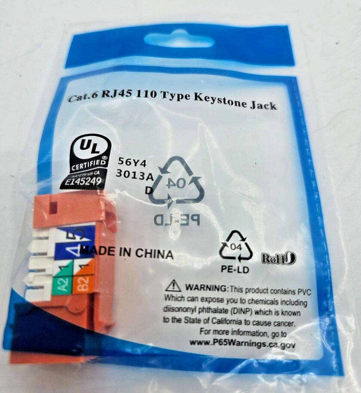 (QTY 26) CAT6 RJ45 110 Type Keystone Jack Orange works with ethernet cable