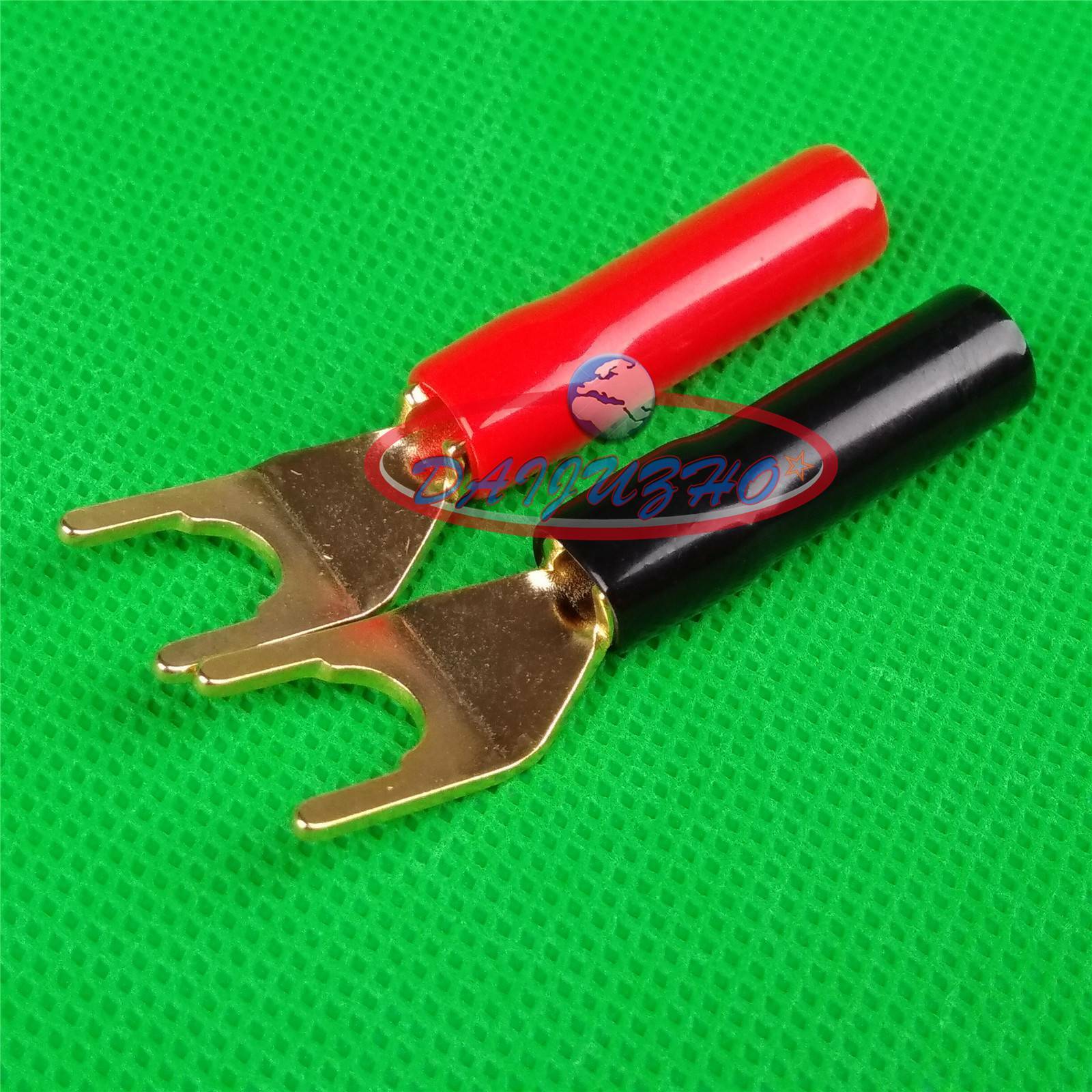 New 2PCS Terminal Audio Cable Fork Spade Plug Connector Binding Posts