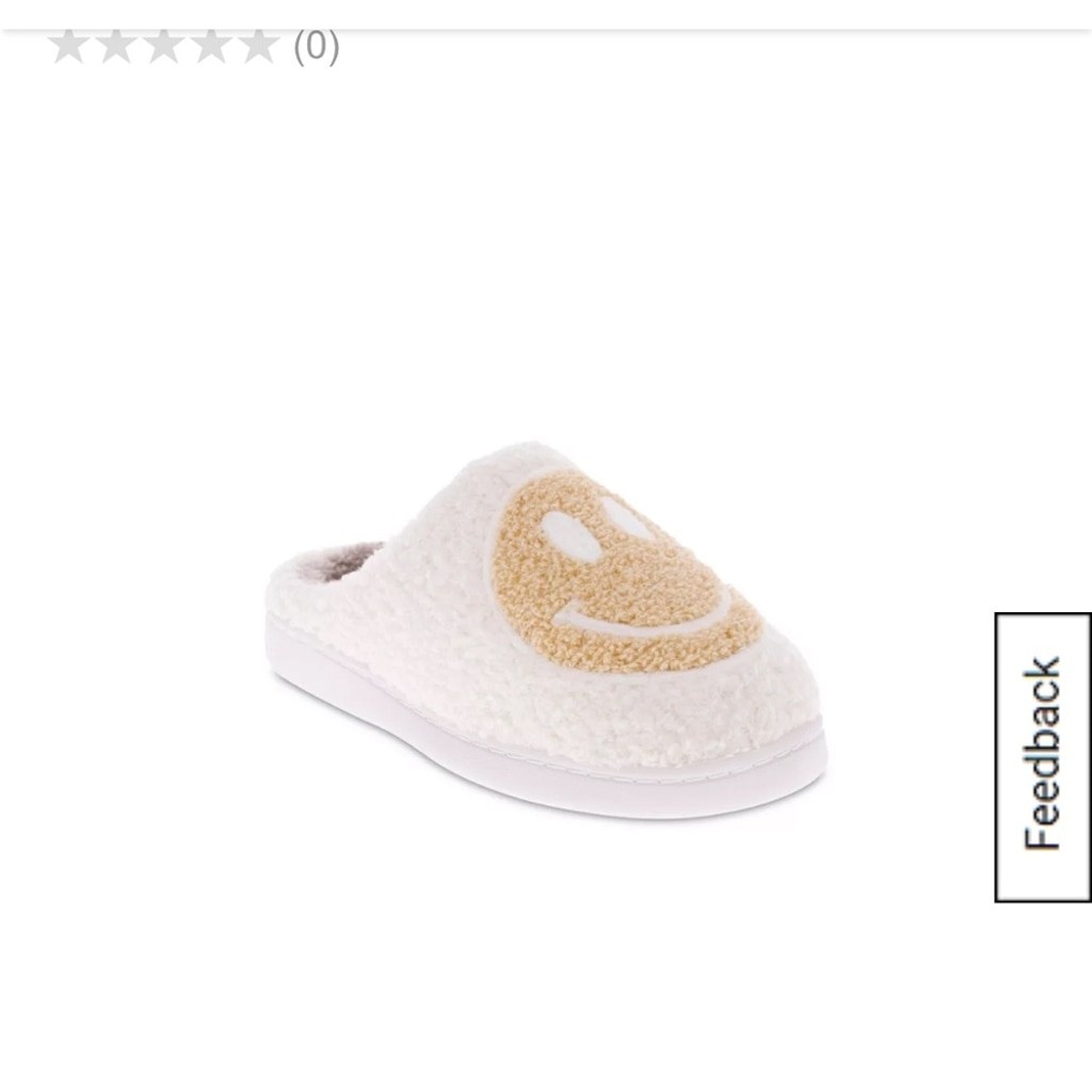 MIA Cream and Gold Smiley Face Slippers