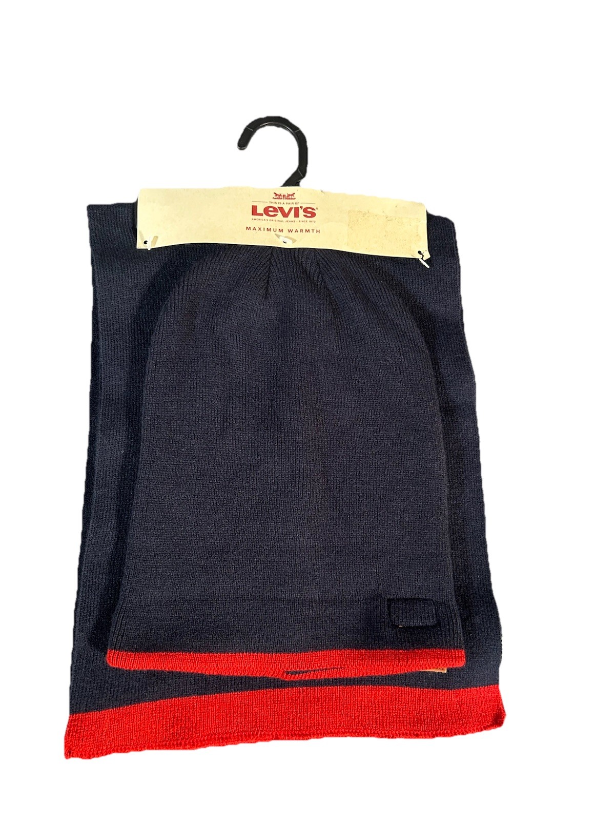 LEVI'S Beanie Hat Scarf 2 Piece Set Navy Blue Men's Maximum Warmth