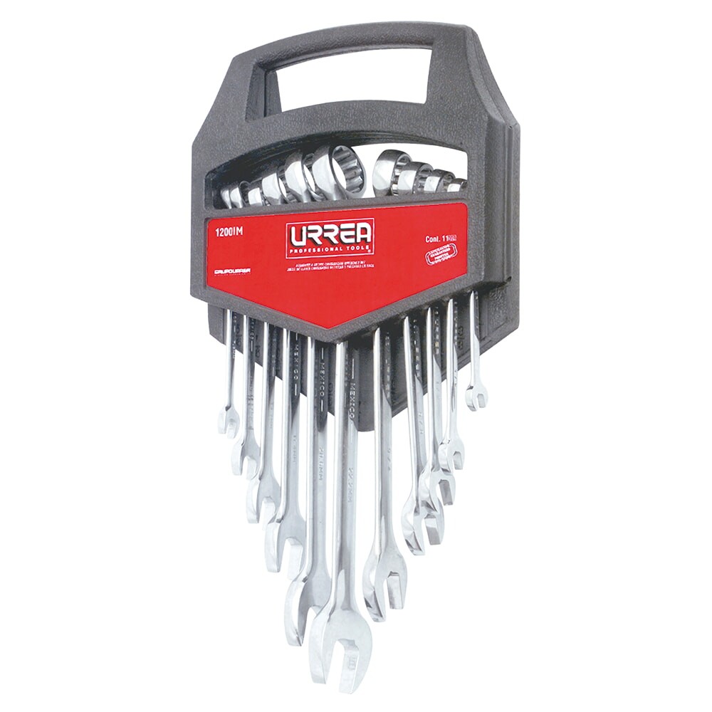 URREA 1200IM Metric Full Polish 12 Point Combination Wrench Set 11 Pieces