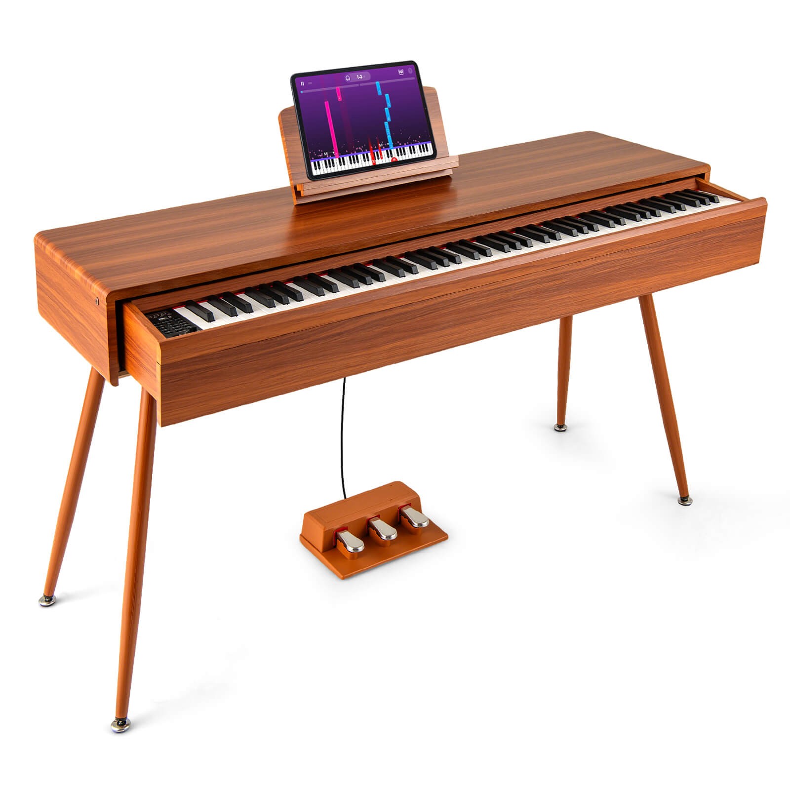 88-Key Graded Hammer Action Weighted Keyboard w/ Push-pull Drawer Record Replay