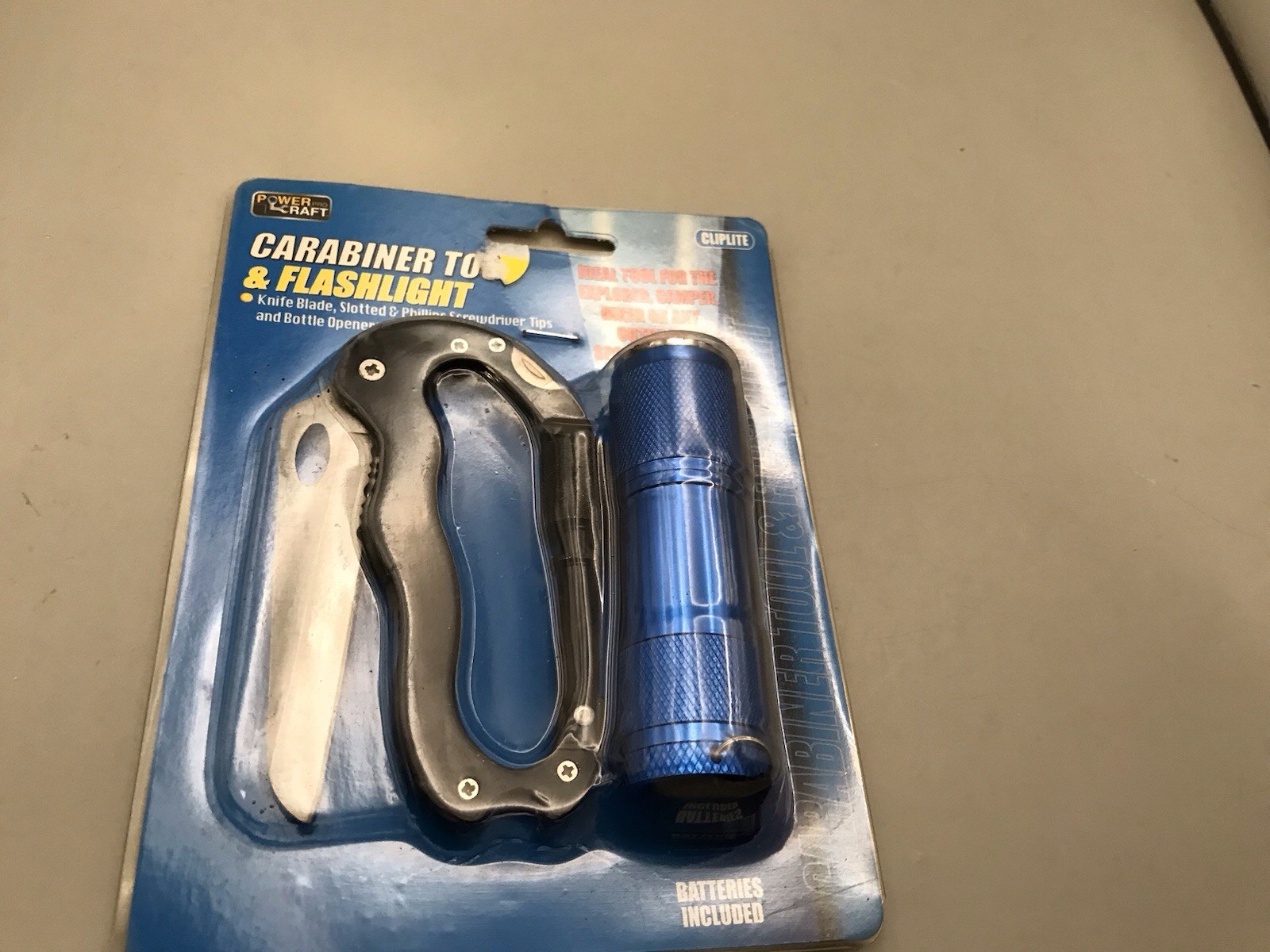 Carabiner Tool And Flashlight Knife Slot & Phillips Screwdriver Bottle Opener