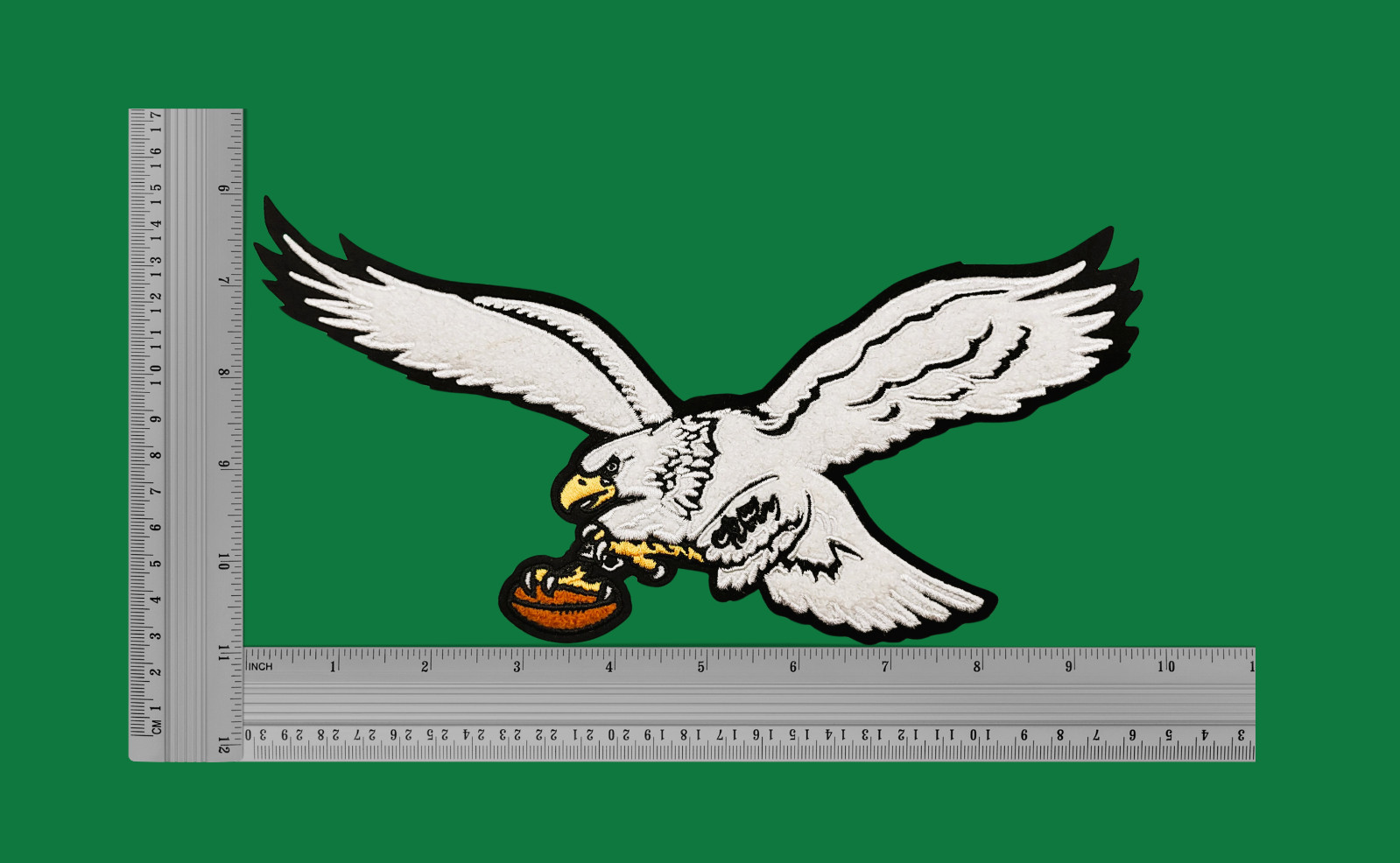 10-inch White Chenille Philadelphia Eagles Patch Iron-On