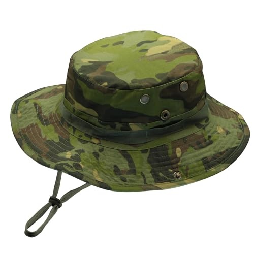 Camo Boonie Hat for Men Women, Military Tactical Wide Brim One Size C-jungle