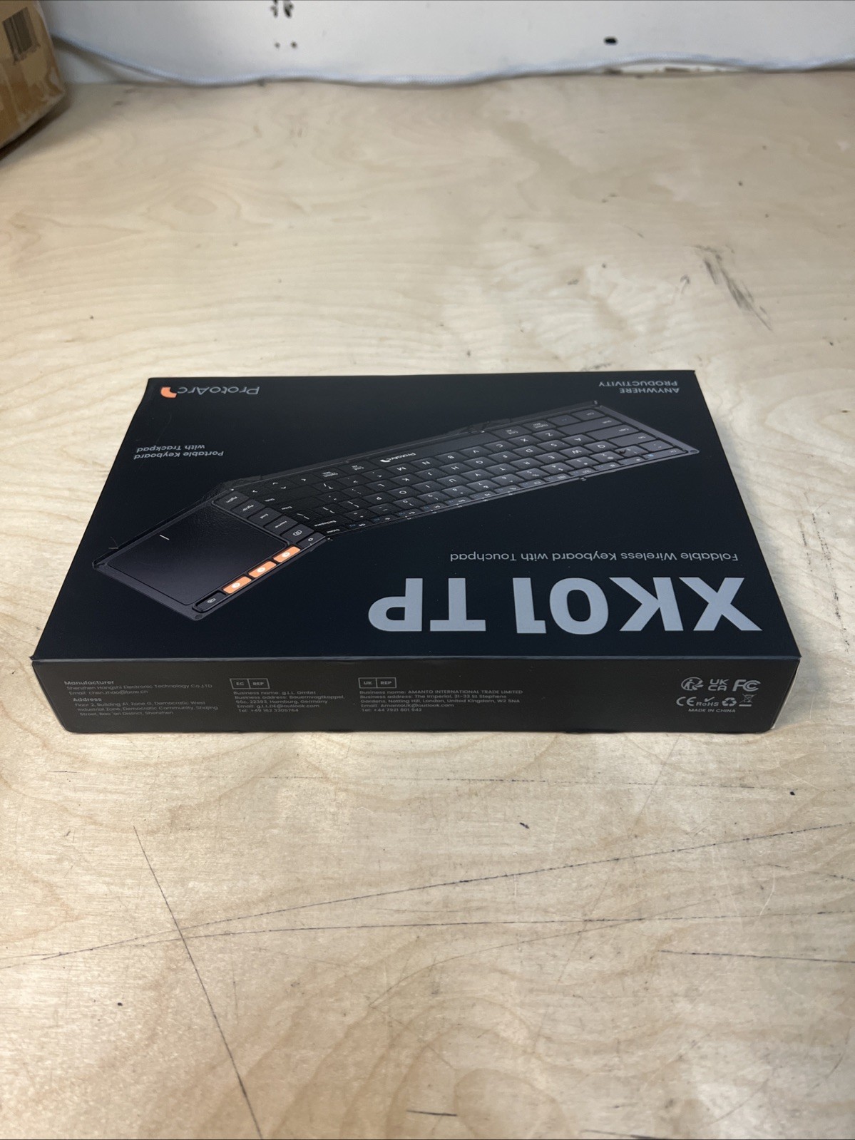 ProtoArc XK01 TP Foldable Keyboard Bluetooth Touchpad Open Box MISSING CABLE