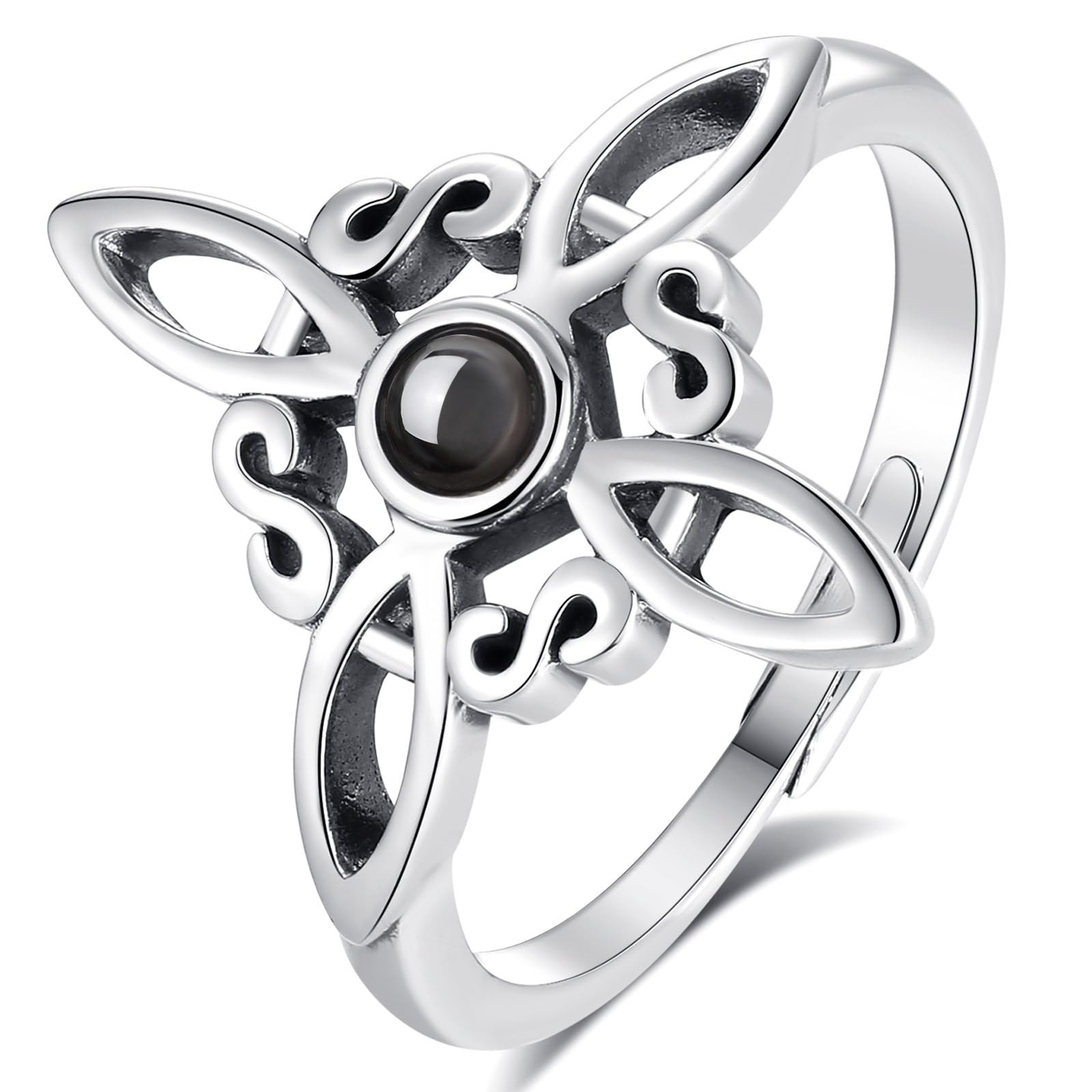 Vito 925 Sterling Silver Adjustable Open Ring for Women, Lotus Sunflower Snak...